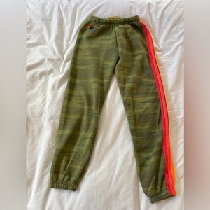 AVIATOR NATION CAMO FOUR STRIPE SWEATPANTS